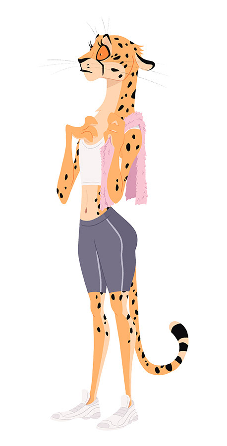Character feline sport Cat tiger lynx cheetah panther animals ILLUSTRATION 
