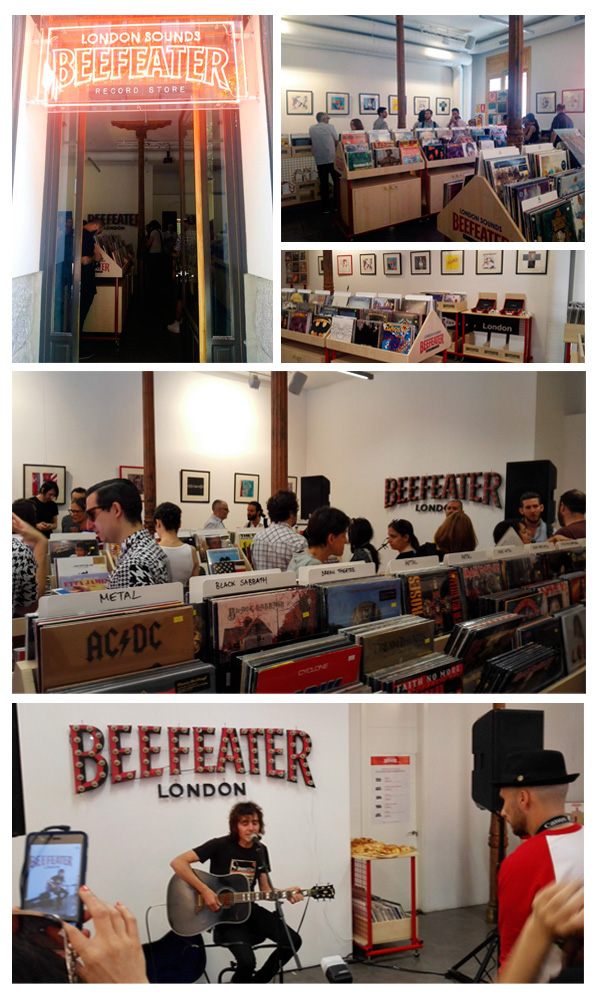 beefeater London sound record store store pop up gin madrid vinyl user experience dymo