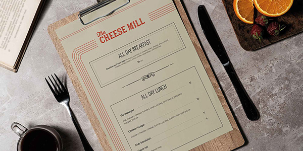 The Cheese Mill menu design
