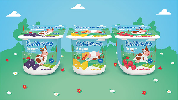 Packaging of milk yogurt "Burenkino"
