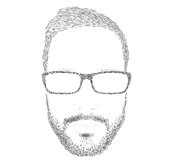 autoportrait Illustrator black & white portrait face head tête
