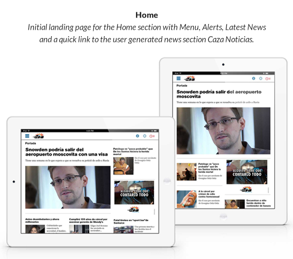 El Nuevo Dia application tablet ios android grid news GUI