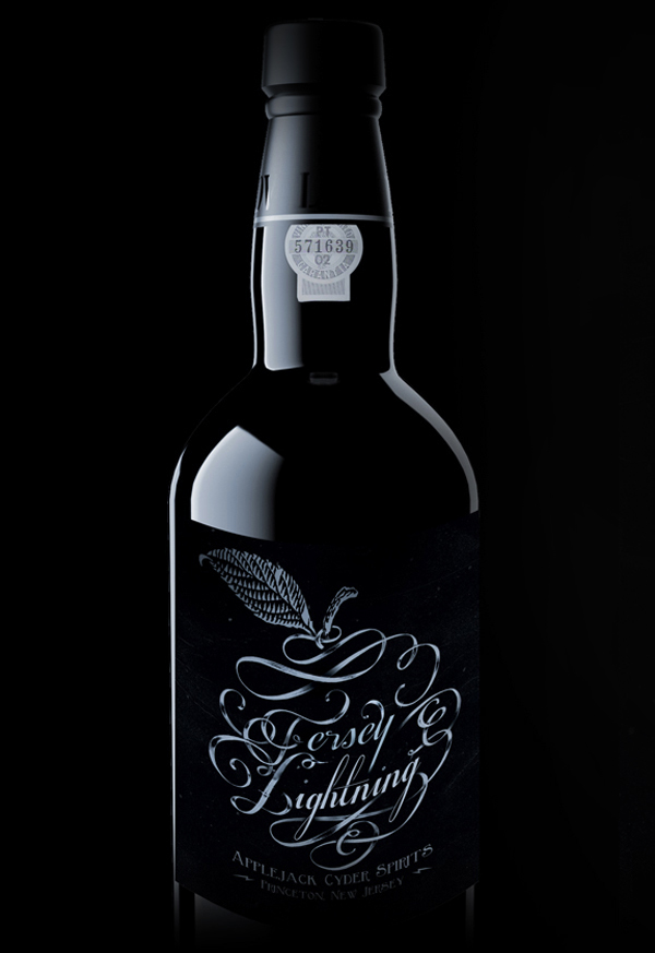 black Craft liquor bottling Label Packaging Black Typographyy product label lightning jersey apple