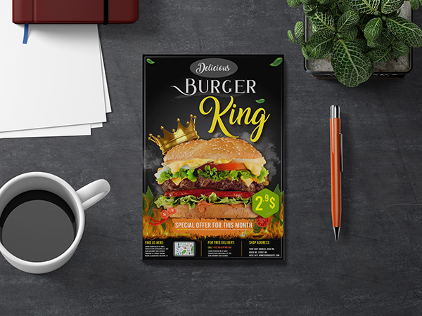 Burger King Fast Food Poster For Social Media Promotion
