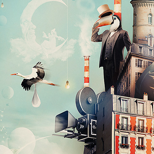 Paris French dream animals mr-xerty brice-chaplet surrealism blue Castle photoshop new zebra Freelance