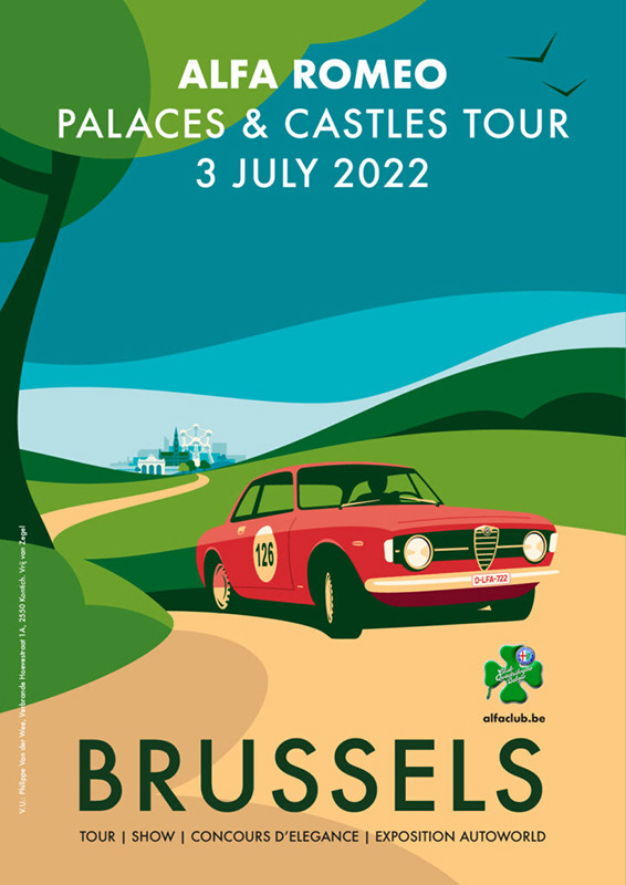 alfa romeo alfaclub brussels car classic car graphic illustration Julia Allum Meiklejohn Transport travel poster