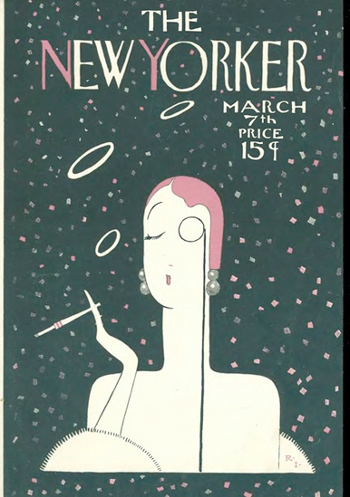 The New Yorker Character girl pink art deco vintage selfie phone
