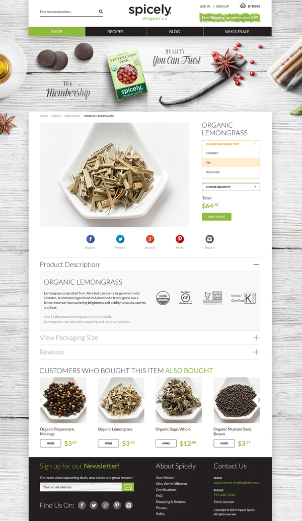 Website spicely seasoning spice organic tea chocolate spices