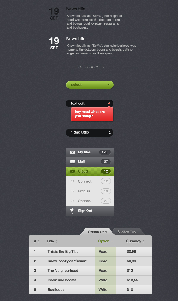 UI ui kit futurico components buttons user interface