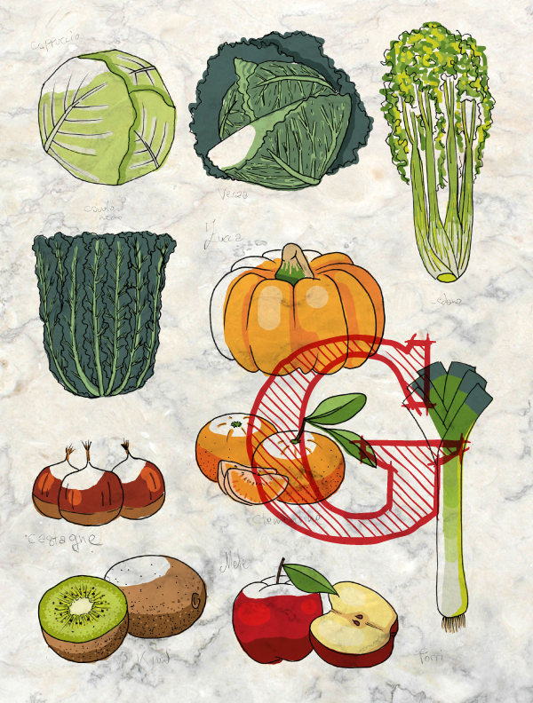 slow slowfood Food  book Diary fruits vegetables drawings agenda Italy cookbook market cook handwriting blackboard
