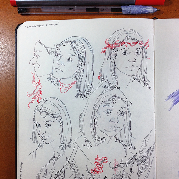 sketch sketchbook bic sketching pen ink Realism ballpoint hatching lines portrait