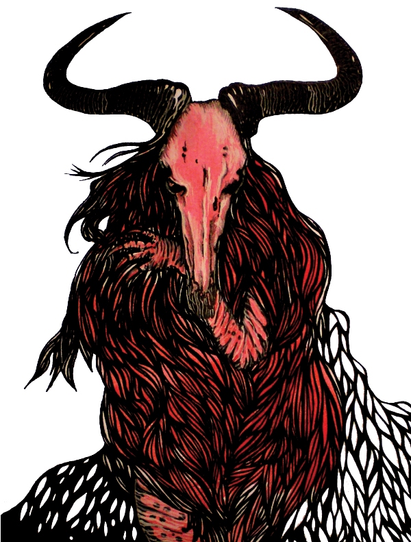 Red demon Skull Head demonic horns TRADITIONAL ART detailed drawing black red satanic evil ArtofTOma illustrated demon my mind macabre horror