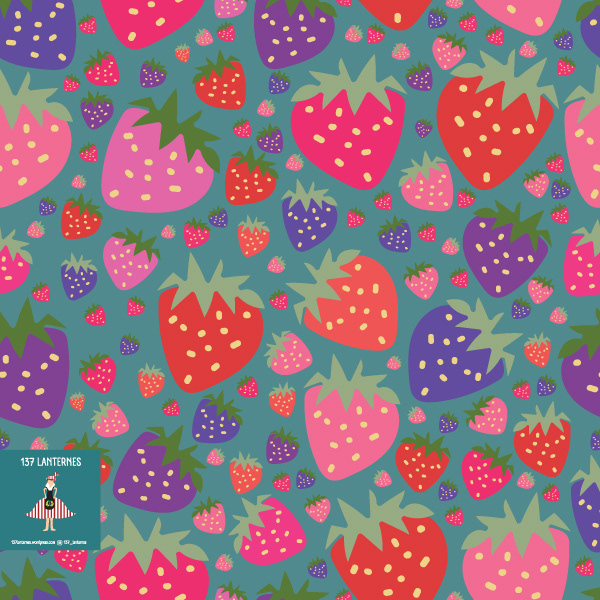 vector hand drawn colorful strawberries seamless pattern 