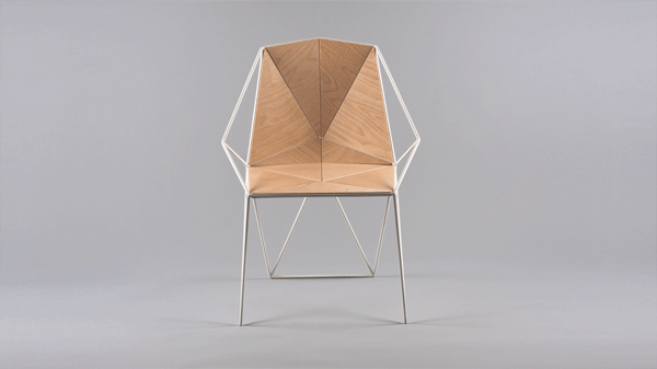 furniture product design plan-s23 wood chair metal construction polygonal