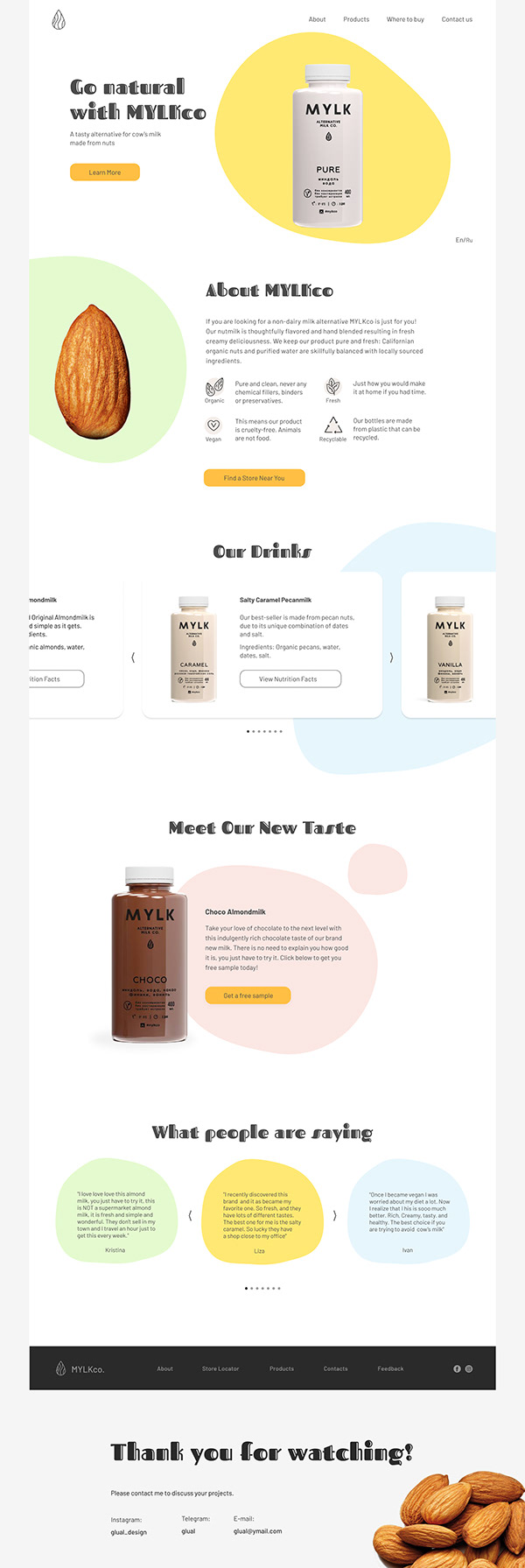 MYLKco ❘ Landing page redesign concept