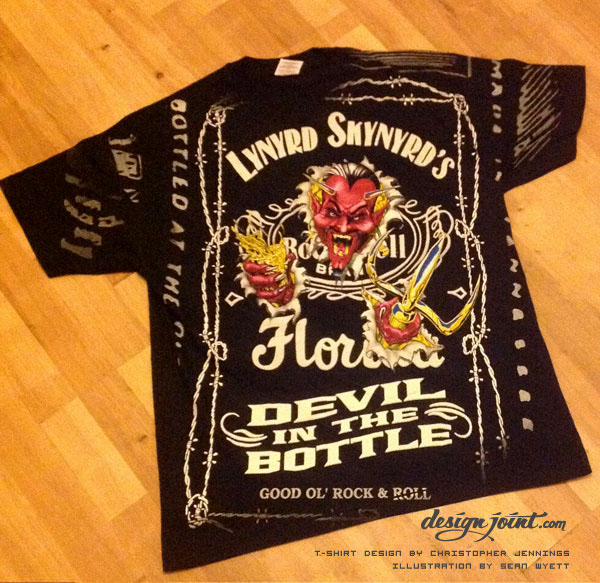 Lynyrd Skynyrd concert merchandise tour Rock Art Label vintage Retro devil bottle t-shirt