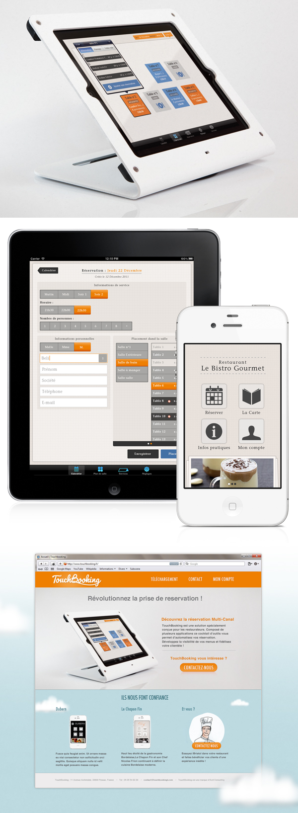 application reservation Booking gestion restaurant management iphone app iPad App