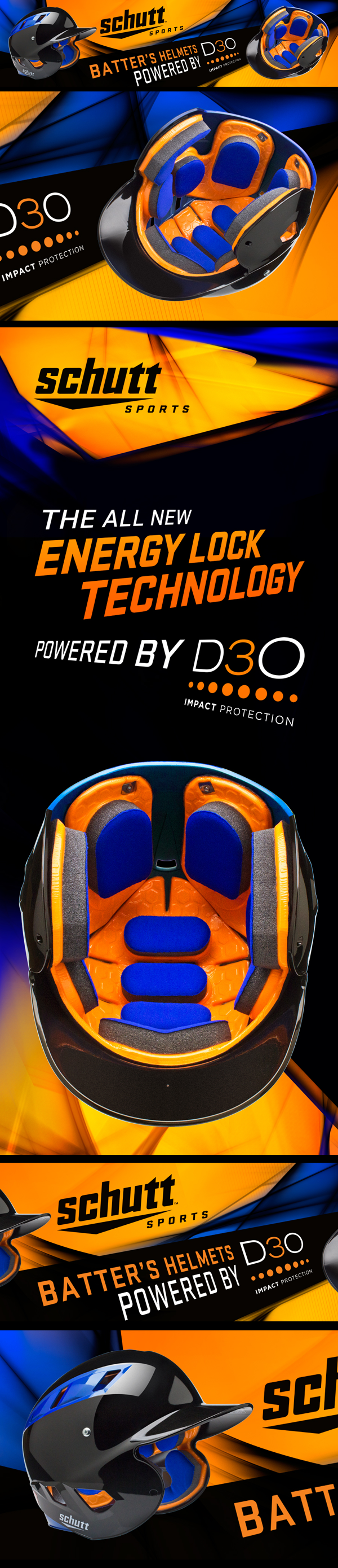 Schutt Sports baseball softball helmets protection impact Technology d3o padding Energy Lock