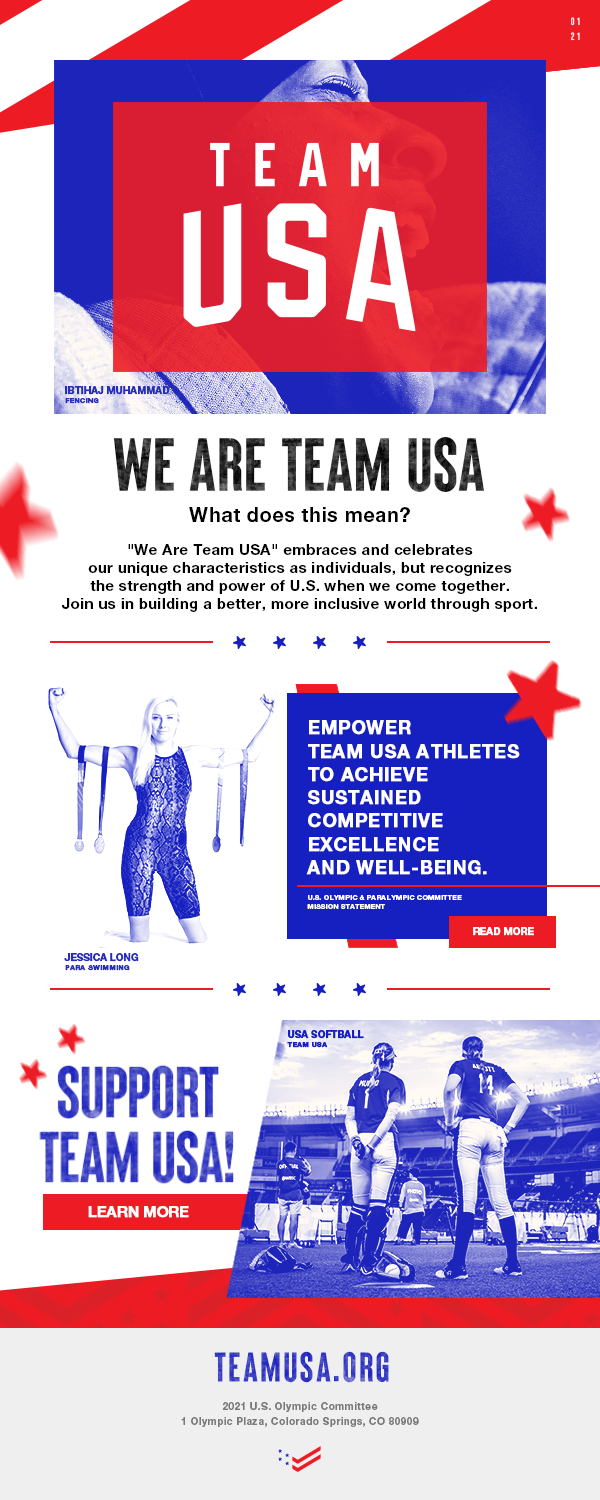 branding  design Email postcard social sport stars stripes Team USA usa