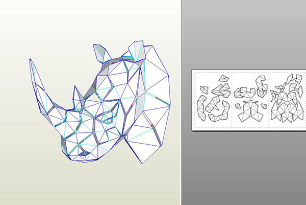 Papercraft rhino head