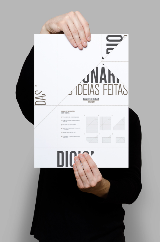 editorial graphic poster fold paper brochure dictionary gustave flaubert letter design cartaz Dicionário Ideias Feitas ideias idea ideas type monotone Pack