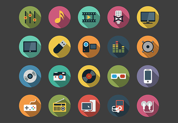 Multimedia flat icons bundle