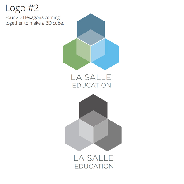 Education logo hexagon la salle futuristic maths Web Rebrand newspaper letterhead sketches Typeface colours brand guidelines