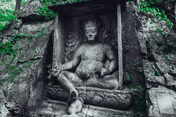 Stone Carved Buddha Statue on Feilai Peak, Hangzhou