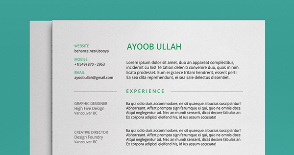 Resume template free CV graphicdesign type design sample editorialdesign cover Layout vancouver Canada