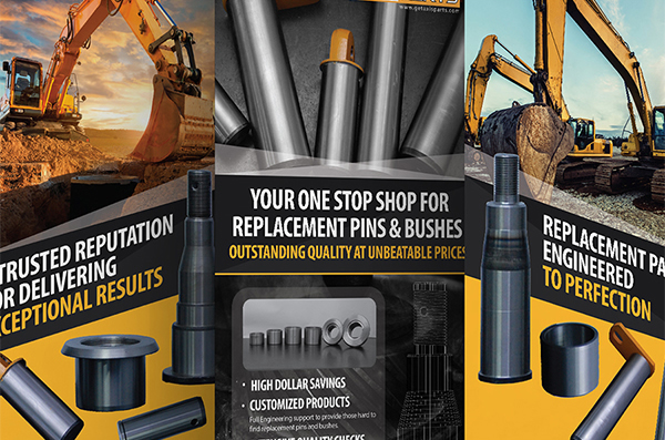 banner metal pullup pullupbanner yellow black construction machine man safety advertisment design