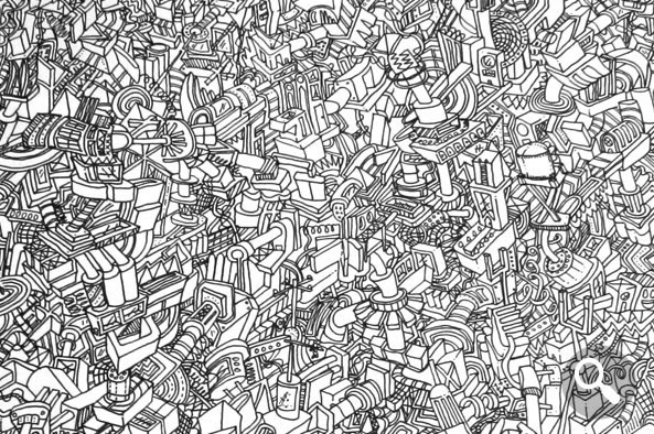 Illustrative circle detail mechanical mechanics machine large detailed doodle draw Illustrator Exhibition  large-scale