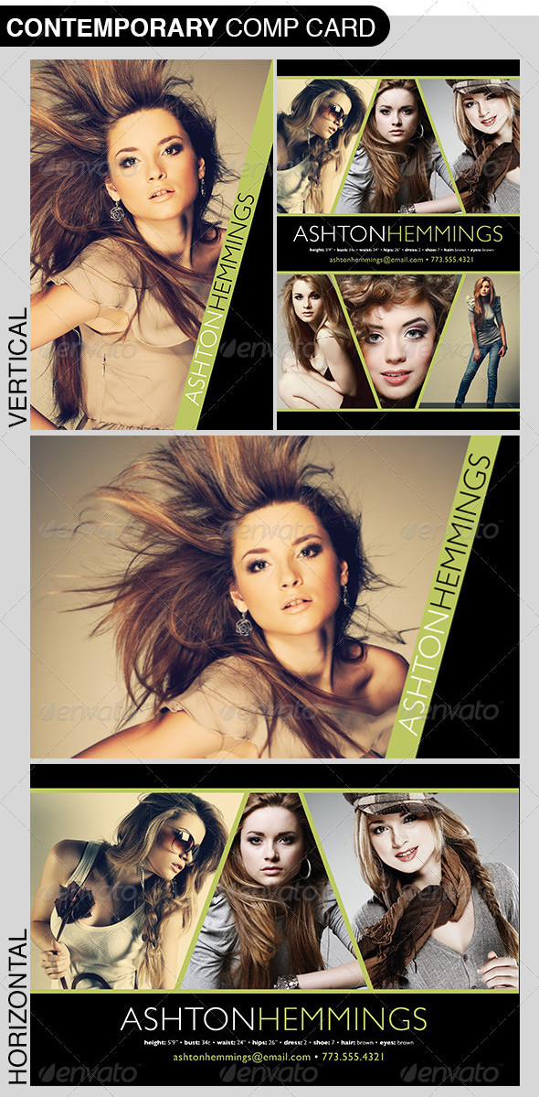 modeling template psd Classic compcard headshot model actor actress comp card