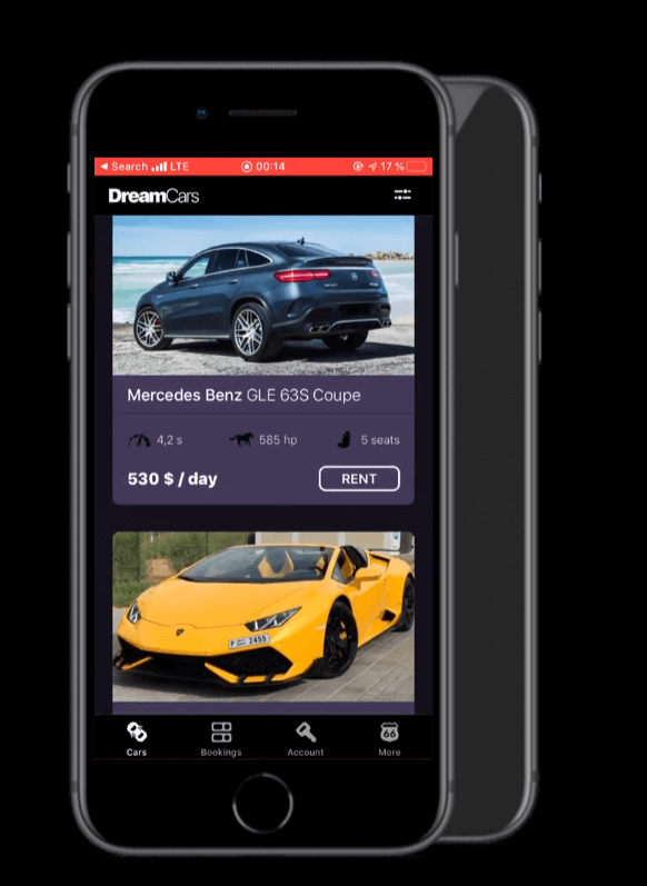 UI ux luxury Rent ios app design car dashboard paymant