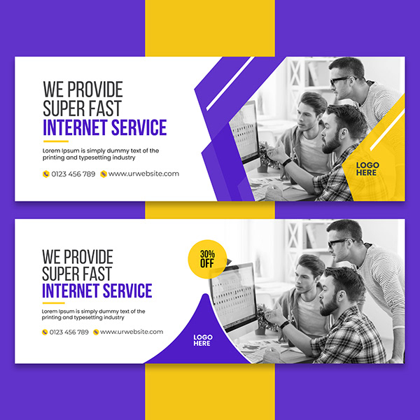 Internet service social media cover, web banner design