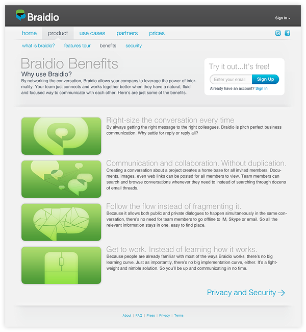 tiny team  braidio application app Website Interface