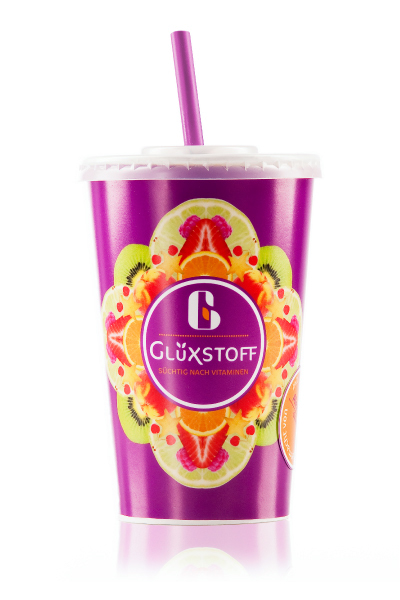 salad cup coporate identity Corporate Design packaging design GlüxStoff juice vitamines fresh fruits Food  pattern