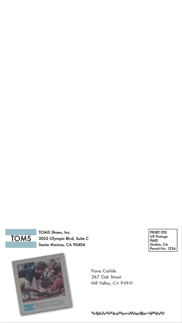 TOMS Shoes Magazine Ad Banner Ad transit ad mailer shoes glitters