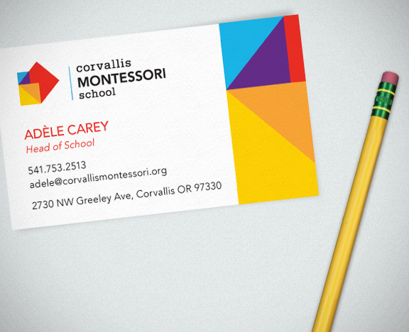 business card primary color logo  school visual identity Stationery