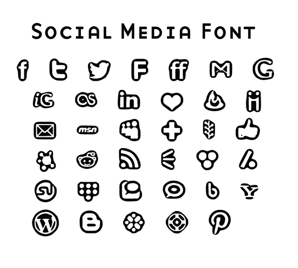 social media icons bold font on behance