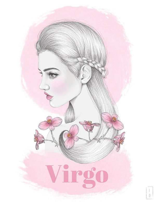 Pencil illustration horoscopes Horoscope editorial Fashion 