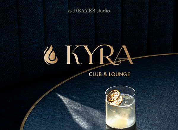 KYRA club & restaurant logo and brand identity