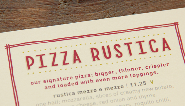 lettering Food  menu italian vintage Layout Zizzi