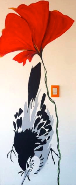 Pajaro y flor paredes murales