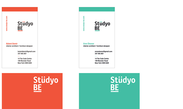 stüdio be interior design studio architecture studio logo Business Cards web site