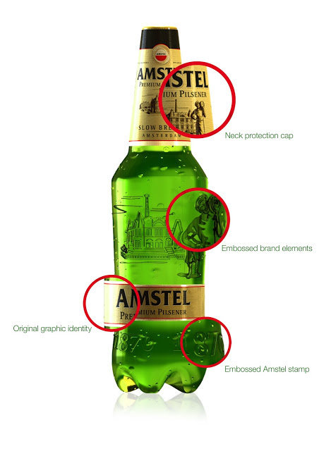 Amstel design brand Pet bottle P.E.T. Engineering beer premium Label plastic heritage brew Glasslike