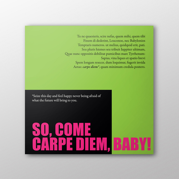 memento vivere Exhibition  carpe diem square poster