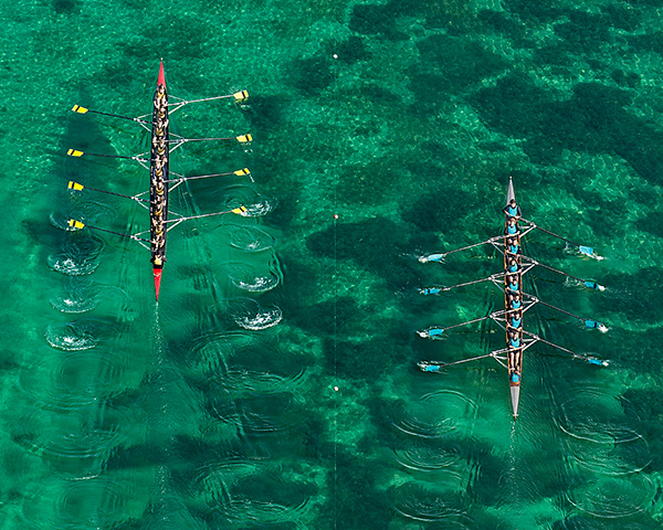 rowing Rudern TEAMWORK Aerial Luftaufnahme Achter sport Competition