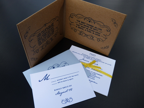 wedding Invitation Event Design silk-screeneing gocco hand-made hand-drawn