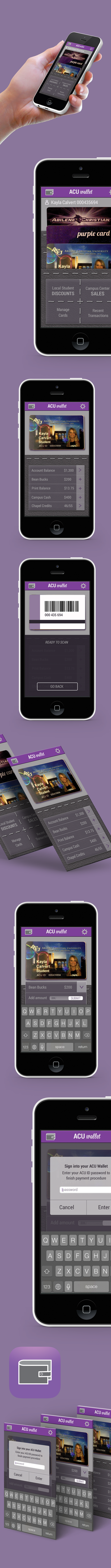 ACU app design purple Mobile ID mobile payment mobile Mobile Credit school id