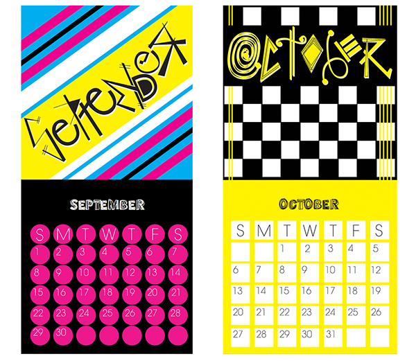 colorful CMYK calendar handmade creative type the 80's CMYK calendar C...